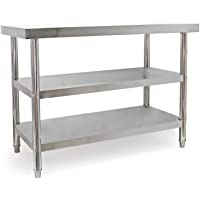 Mesa trabajo acero inoxidable con 2 baldas inferiores 120x60cm altura regulable Hostelería Gastro